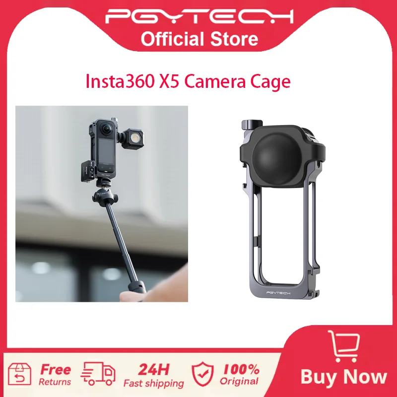 

PGYTECH Insta360 X5 Клетка для камеры Защитная рамка для видеоблогов из алюминиевого сплава Магнитный быстроразъемный разъем