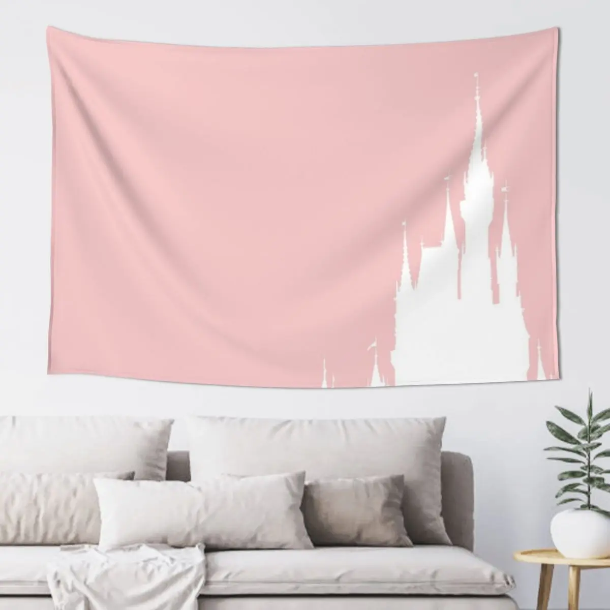 

Castle Silhouette Millennial Pink Tapestry Outdoor Decoration Funny Aesthetic Room Decoration Tapestry