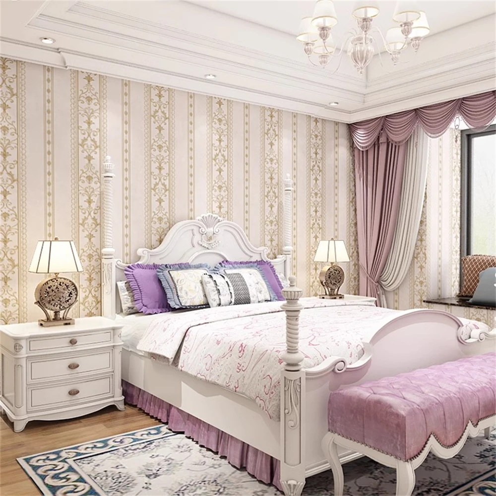 Simple European Vertical Non woven Wallpaper Bedroom Background Living Room TV Wallpapers 3D Thick Wall paper home decoration