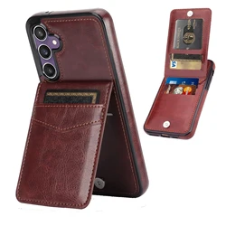 Flip Leather Card Holder Wallet Case For Samsung Galaxy S23 FE S24 Ultra S22 Plus S26 S25 Edge A56 A54 A55 A73 A17, Stand Cover