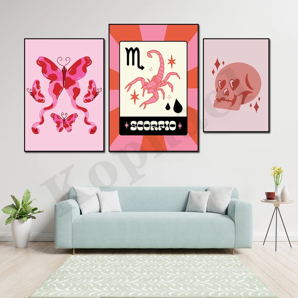 Y2K Butterfly and Moth Skull Art Traditional Tattoo Glitter Gothic Hipster Poster