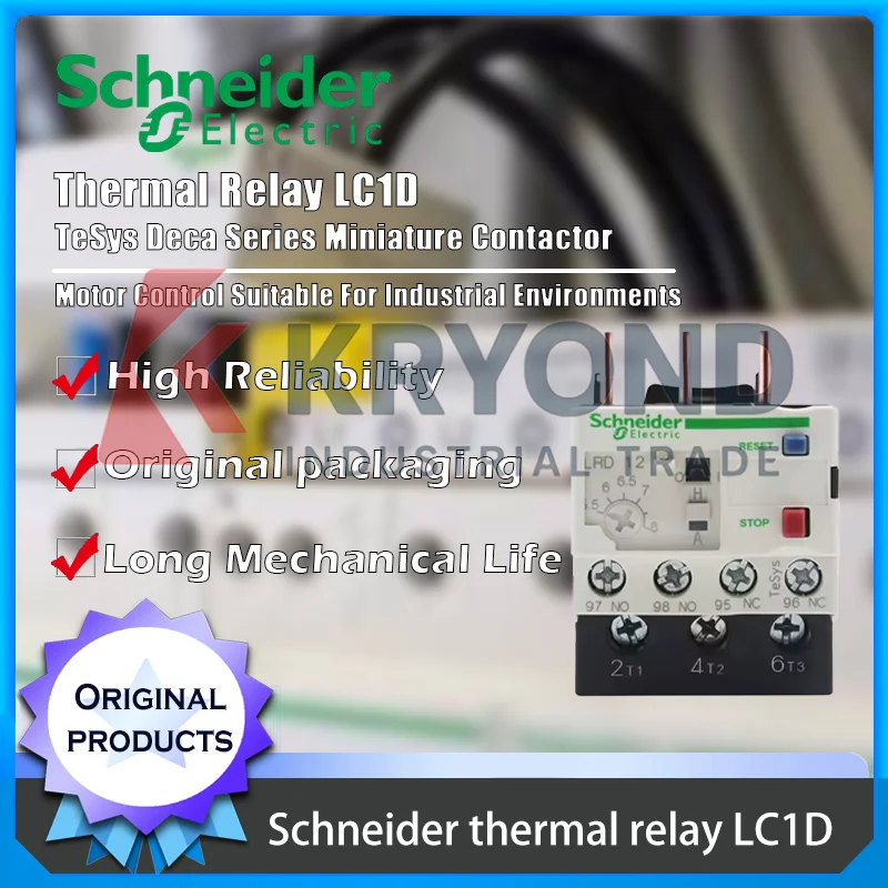 

Тепловое реле Schneider для контакторов LC1D обеспечивает защиту от перегрузки двигателя. Надежная работа.