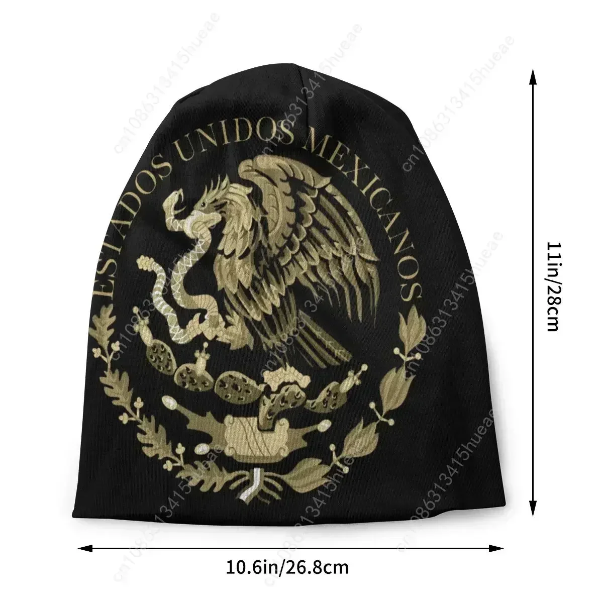 Cool Coat Of Arms Of Mexico Skullies Beanies Caps Winter Men Women Knit Hat Adult Unisex Mexican Flag Seal In Sepia Bonnet Hats