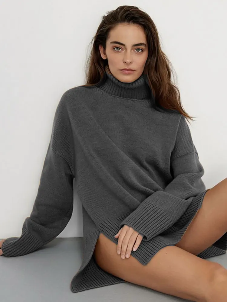 GACVGA elegante dolcevita lavorato a maglia pullover allentato maglione per le donne 2024 autunno inverno top Y2K maglioni capispalla