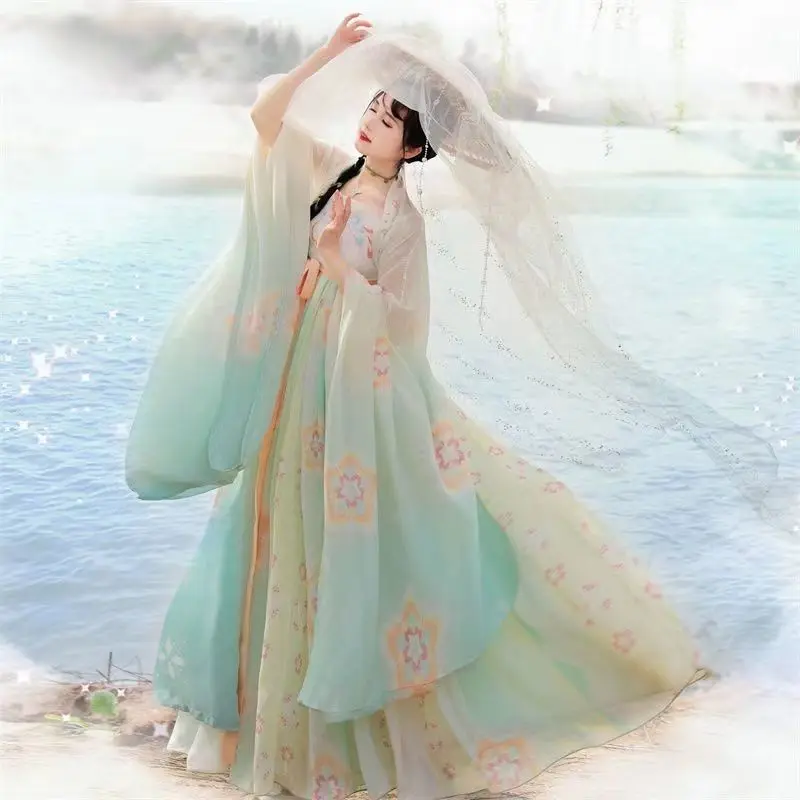 ประเพณีสไตล์จีน Tang Dynasty ความยาวหน้าอก Ripped กระโปรงองค์ประกอบ Hanfu ชุดคอสเพลย์เครื่องแต่งกายสําหรับผู้หญิงชุดเจ้าหญิง