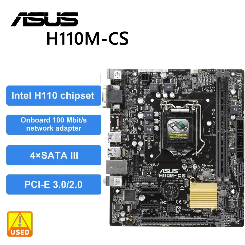 اللوحة الأم ASUS H110M-CS + i5 6500 وحدة المعالجة المركزية إنتل H110 LGA 1151 HDMI MicroATX