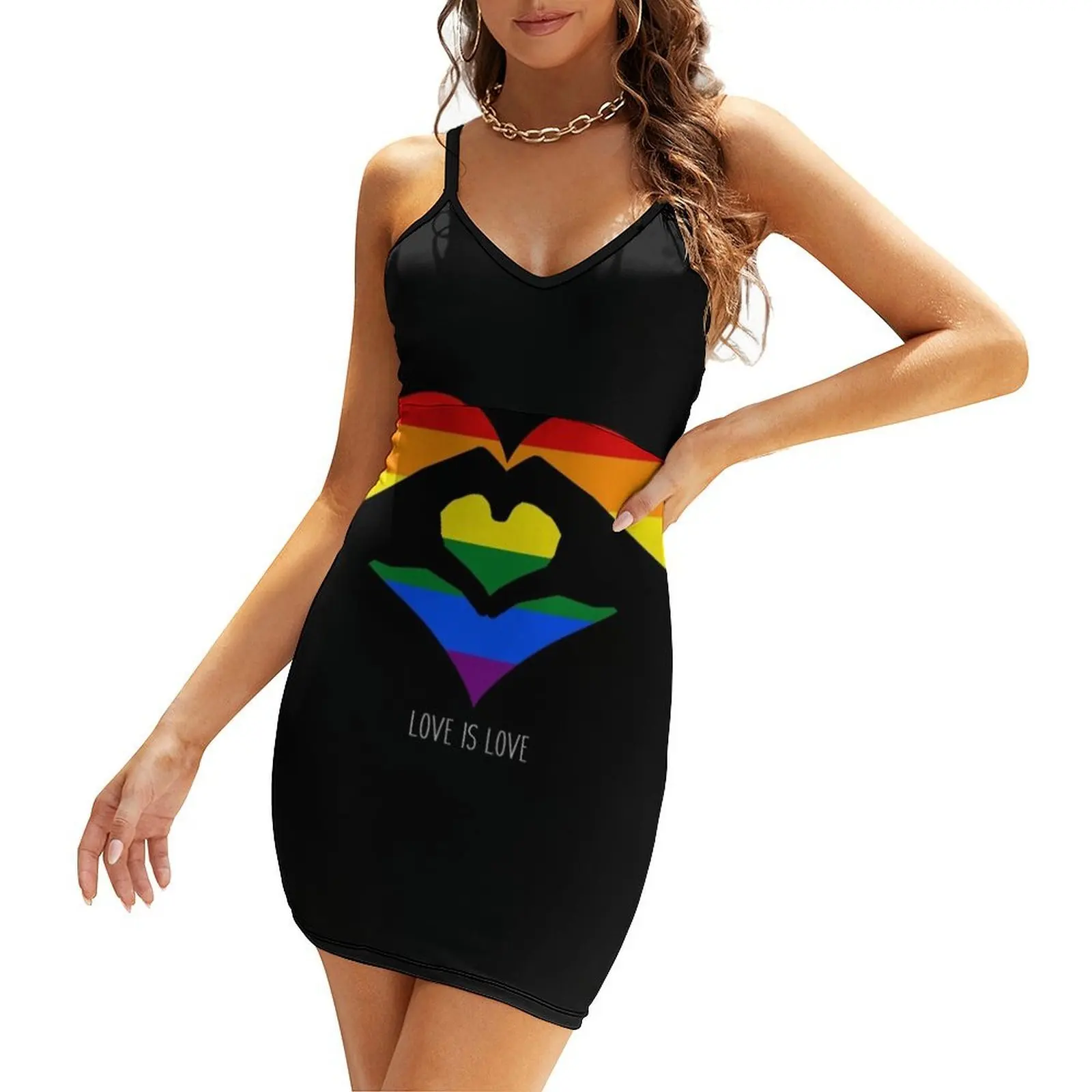 فستان Love Is Love LGBT بألوان قوس قزح على شكل قلب فستان نسائي أنيق وأنيق كوكتيل من الفساتين فستان عتيق