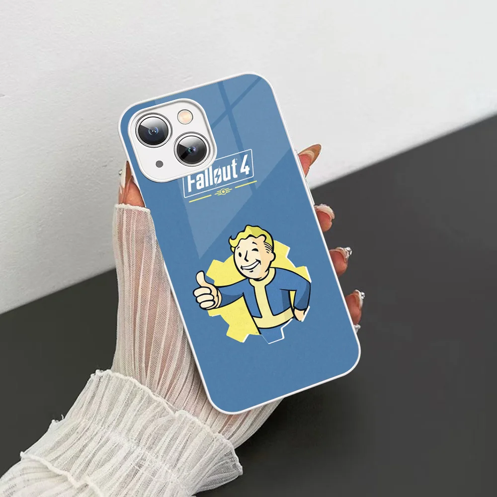 V-Vault-Boy Phone Case Tempered Glass For iphone 14 13 12 11 Pro Mini XS MAX 14Plus X XS XR Fundas