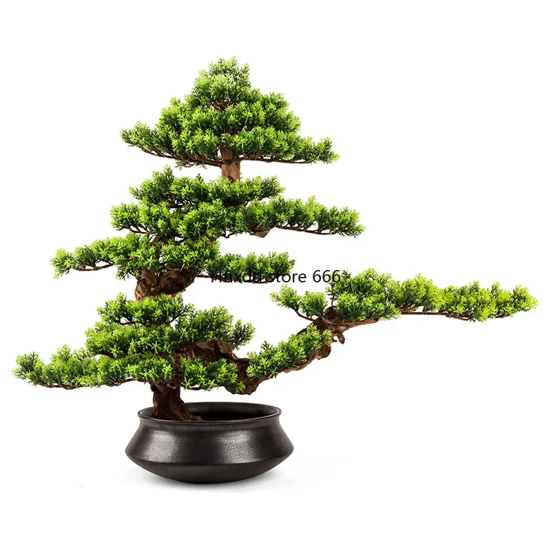 Simulated welcome pine ornament, living room Chinese decorative plants, bonsai hotel office, tea house