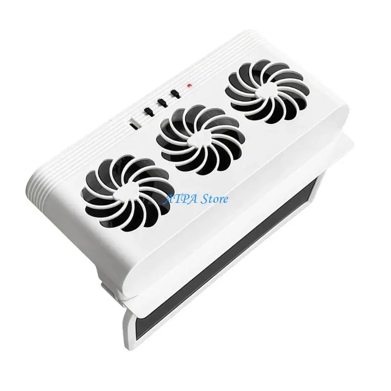 U13C Triple Cooling Ventilator USB Rechargeable/Solar Air Circulation Cooling and Heat Dissipation 3 Head Ventilation Fan