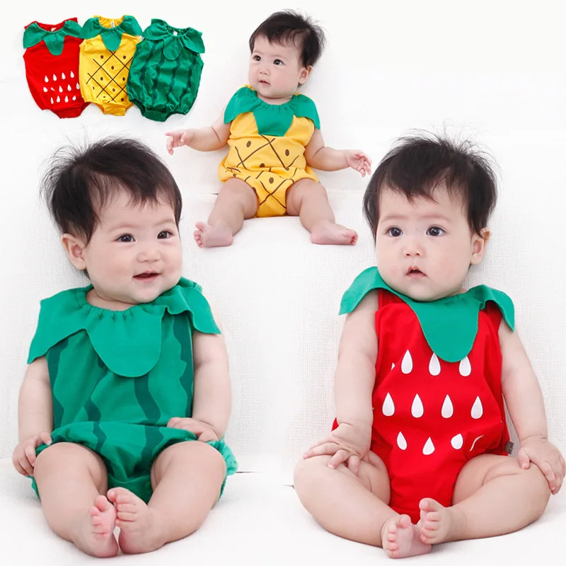 

Adorable Cartoon Strawberry Watermelon Baby Romper Newborn Cotton Jumpsuit Summer Bodysuit Infant Boys Girls Clothes