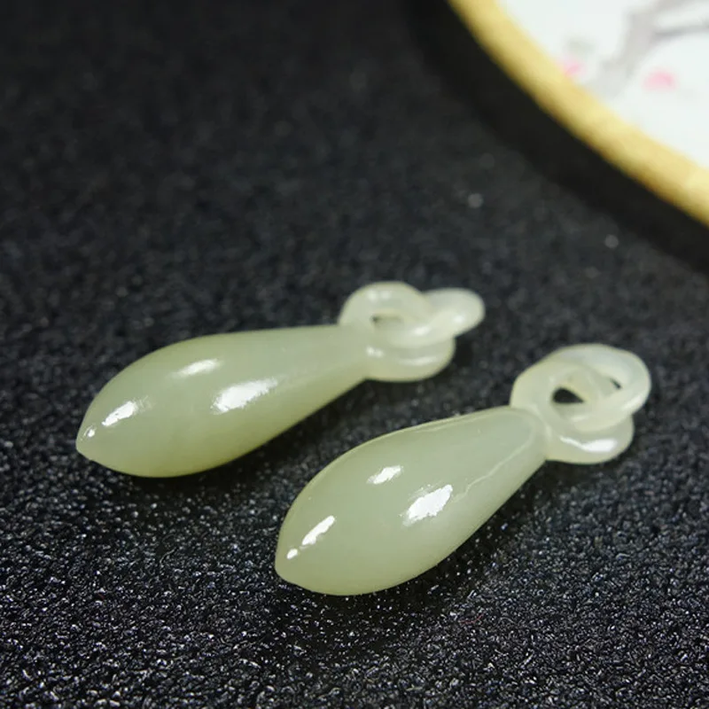 hetian jade handesculved gota forma 100 real jade colar pingente brinco jade acessorios para mulher natural 01