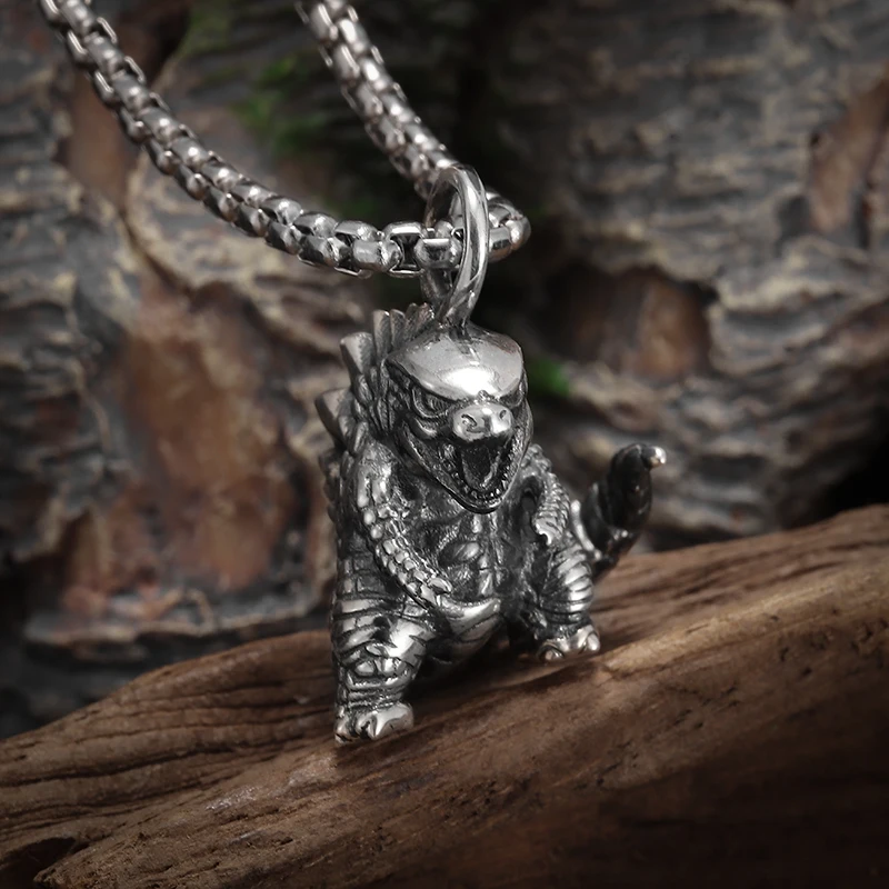 Personalized Cute Dinosaur Beast Animal Pendant Necklace Retro Punk Trendy Jewelry Boy Gift