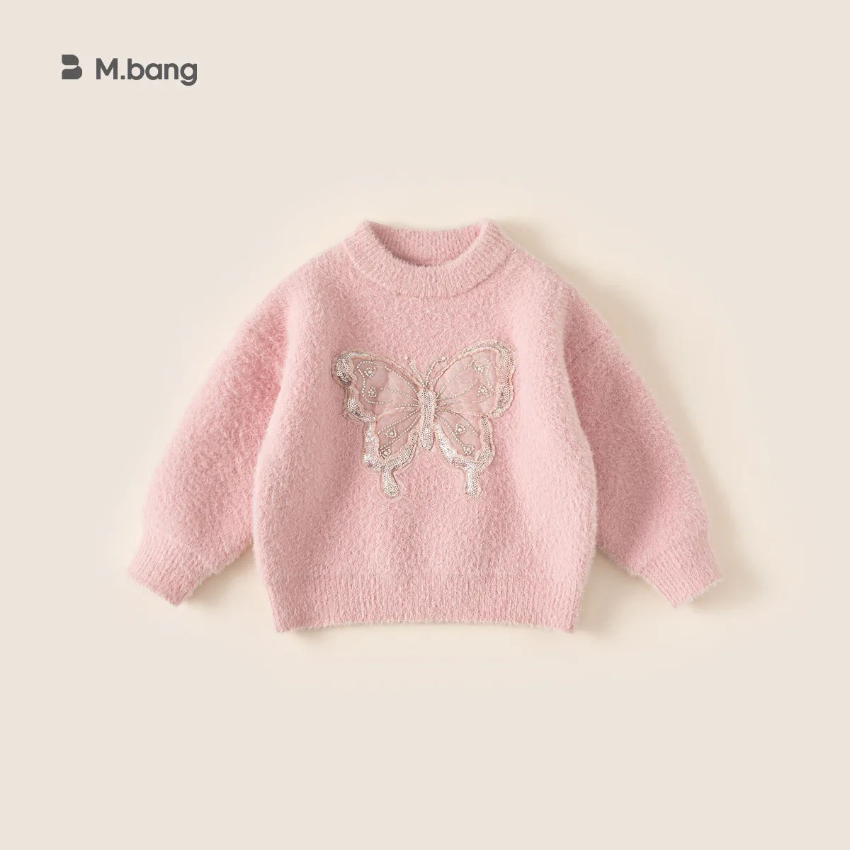 Children's Clothing, Girls' Tops Festive Atmosphere Fluffy Warm Baby, Bow Pullover Inside Children's Sweater