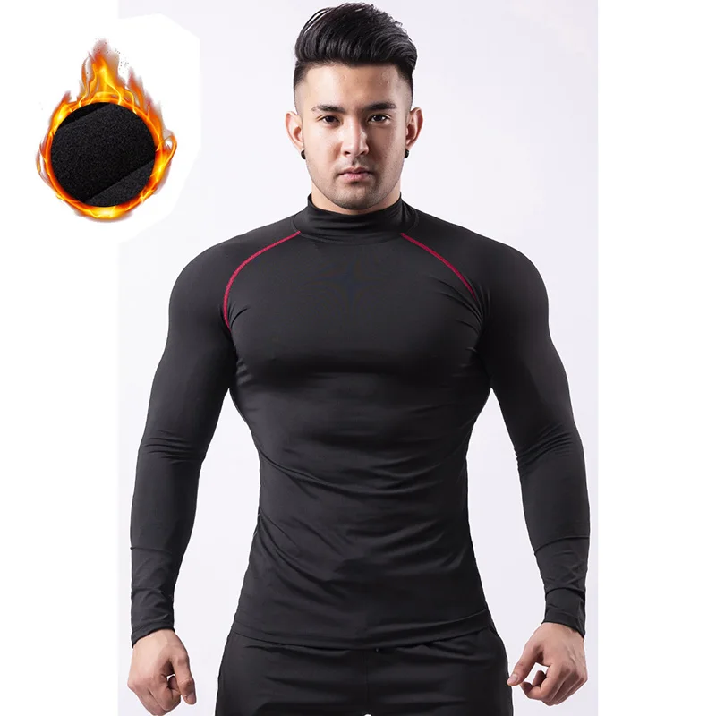 Winter Thermal Underwear Top For Men Compression Fitness Thermo Clothing Slim Fit T-Shirt Long Sleeve Shirt Winter Inner Wear