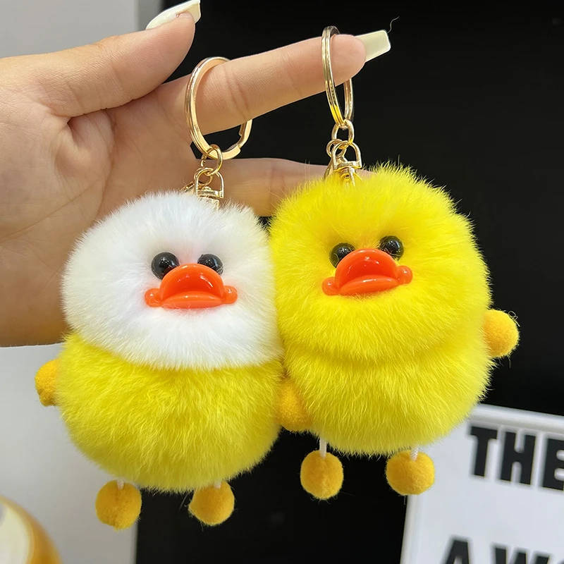 Plush Duckling Keychains Cute Cartoon Doll Keyring Soft Duck Key Chain Pendant For Women Girls Bag Car Trinket Gifts