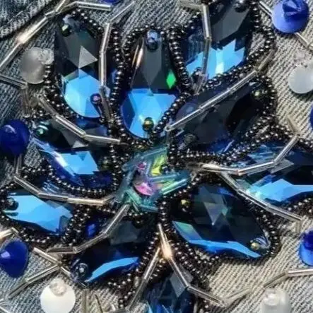 PUBRILEX Bermuda Blue Chamfered Rhinestones Flatback Crystals Multi-shapes Sew-on DIY Garment Needlework Decorations
