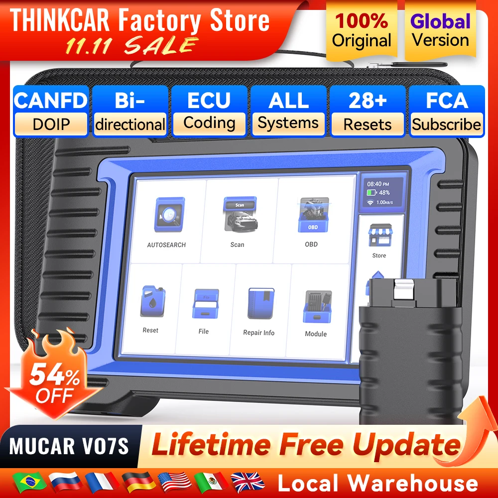 MUCAR VO7 VO7S CANFD herramientas de diagnóstico de coche profesionales 28 reinicio Escáner Obd2 automotriz diagnóstico automático codificación ECU bidireccional