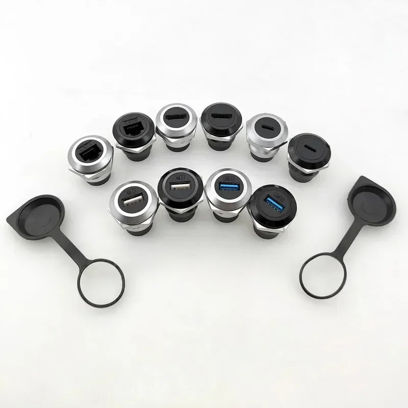 Conector RJ45 tipo C, panel blindado/sin blindado CAT6A de red RJ45, enchufe de chasis de montaje de 22 mm, Internet Cat6 RJ45 8p8c Modular