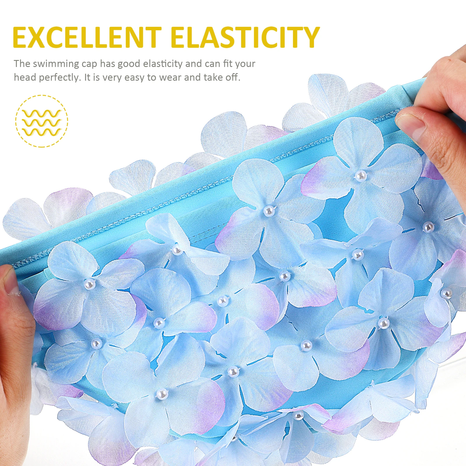 

2 pcs Swimming Caps 3D Flower Bathing Hats Elastic Non Slip Swim Hats For Womens Swim Cap One Size Fits All