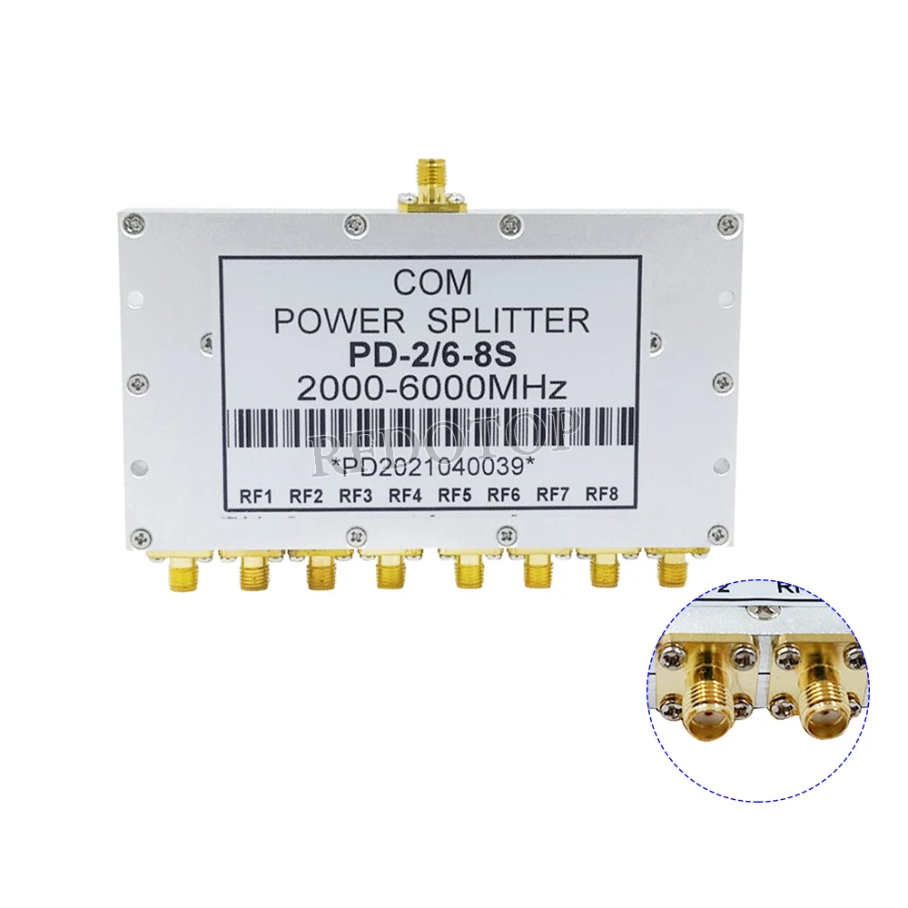 1Pcs 2000MHz-6000MHz PD-2/6-8S SMA Microstrip Power Splitter One Point Eight 2GHZ-6GHz RF Combiner WIFI 10W RF Power Splitter