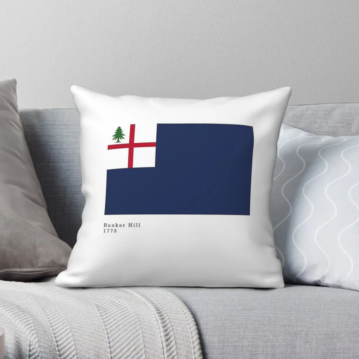 

The Bunker Hill Flag Square Pillowcase Polyester Linen Velvet Pattern Zip Decorative Home Cushion Cover