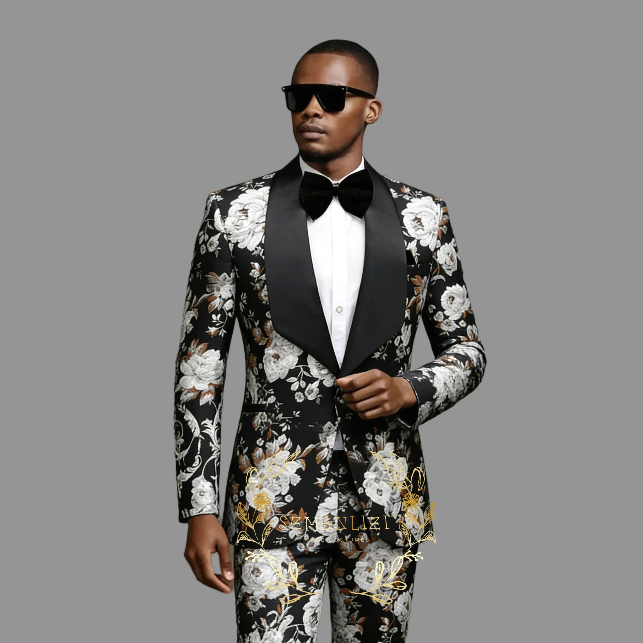 

Luxury 2 Pieces Jacket Pants Jacquard Men Suits Slim Fit Double Breasted Shawl Lapel Male Wedding Party Clothing Outfits Blazer