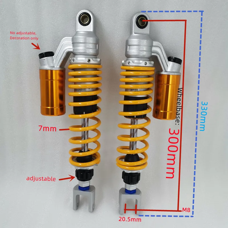 7mm spring 350mm MOTORCYCLE SHOCK ABSORBERS FOR Honda SUZUKI YAMAHA X MAX 300 XMAX 300 Kawasaki black