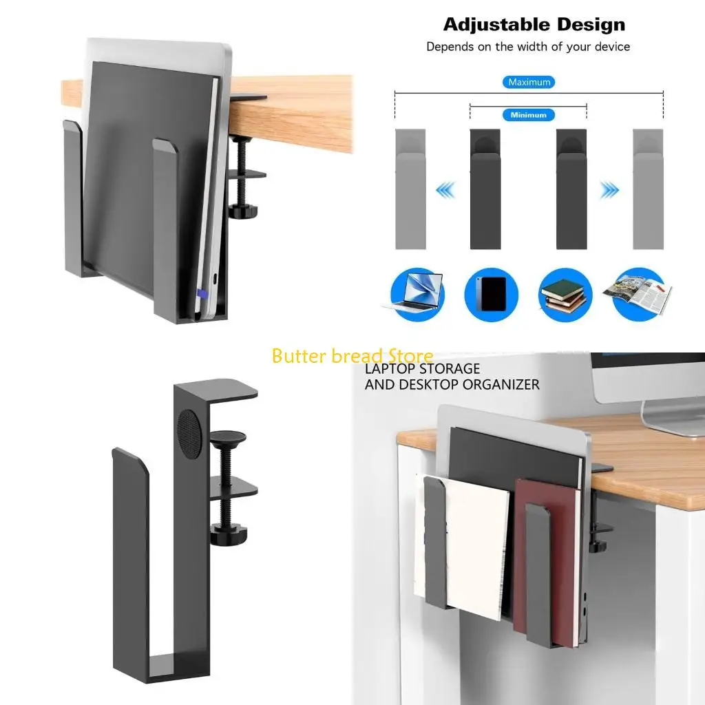 W89C Desk Side Storage Adjustable Laptop Holders Laptop Storage Desk Organizers Laptop Stand Desk Accessories for Office Home