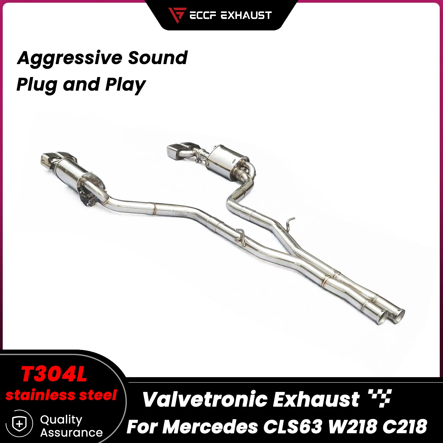 

Valvetronic Exhaust Stainless Steel Catback Exhaust for Mercedes CLS63 W218 C218 Freely Adjustable Sound Control