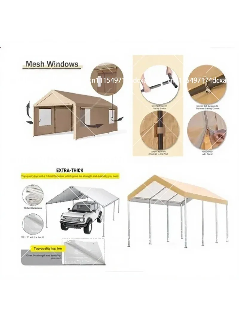 Heavy Duty Portable Carport Canopy with Removable Sidewalls, Outdoor Garage Shelter for Vehicle, Boat, Wedding & Party Use