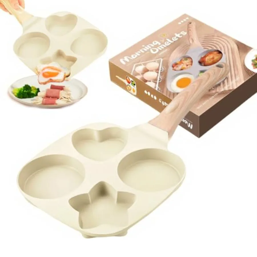 

Формы для яиц с 4 чашками, сковорода для омлета, сковороды для яиц с антипригарным покрытием, легко очищаемая форма для крепа, форма для яиц для завтрака, сэндвичей, совместимая с газовой плитой