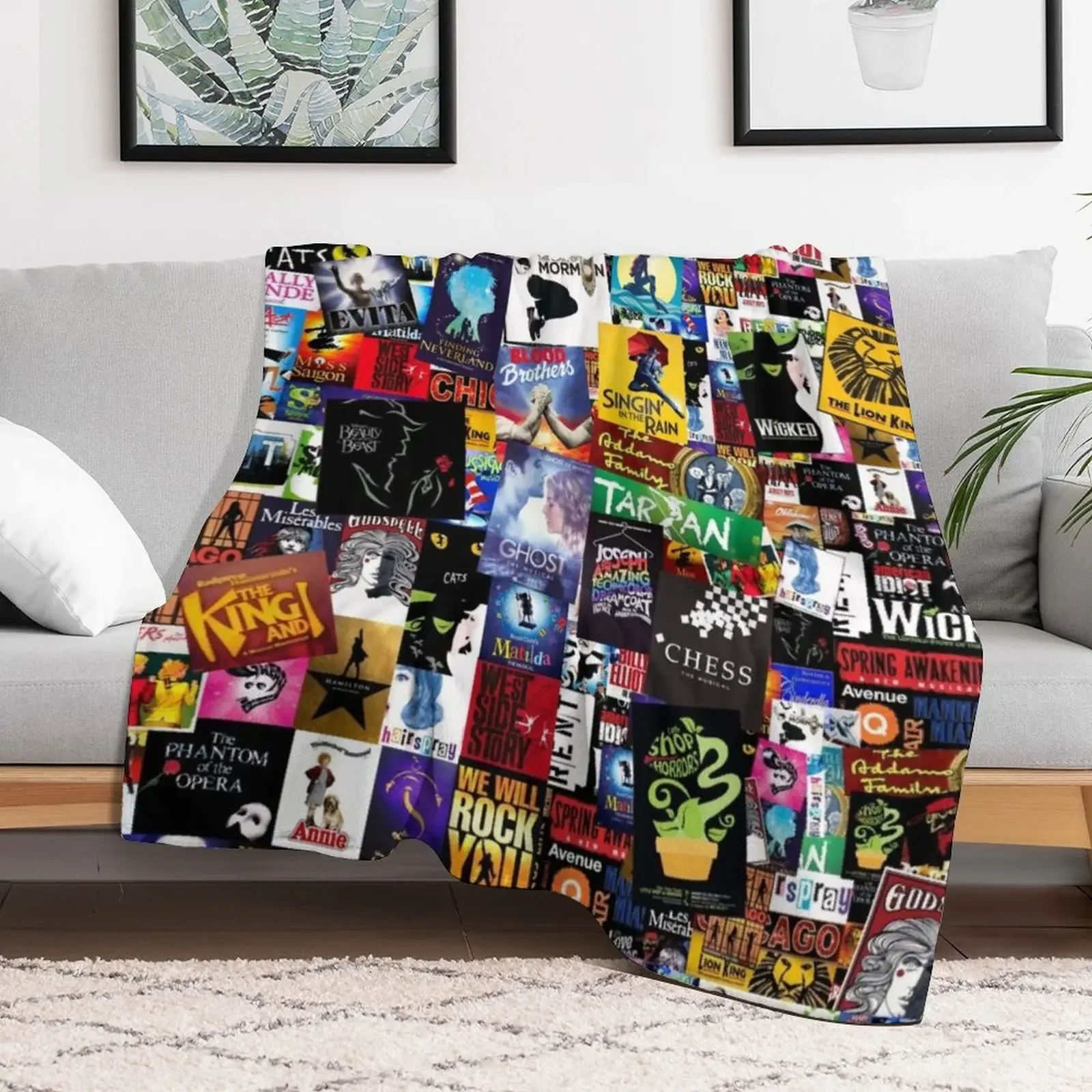 Musicals Collage IV Original Throw Blanket Color Fast Cozy Throw Blanket