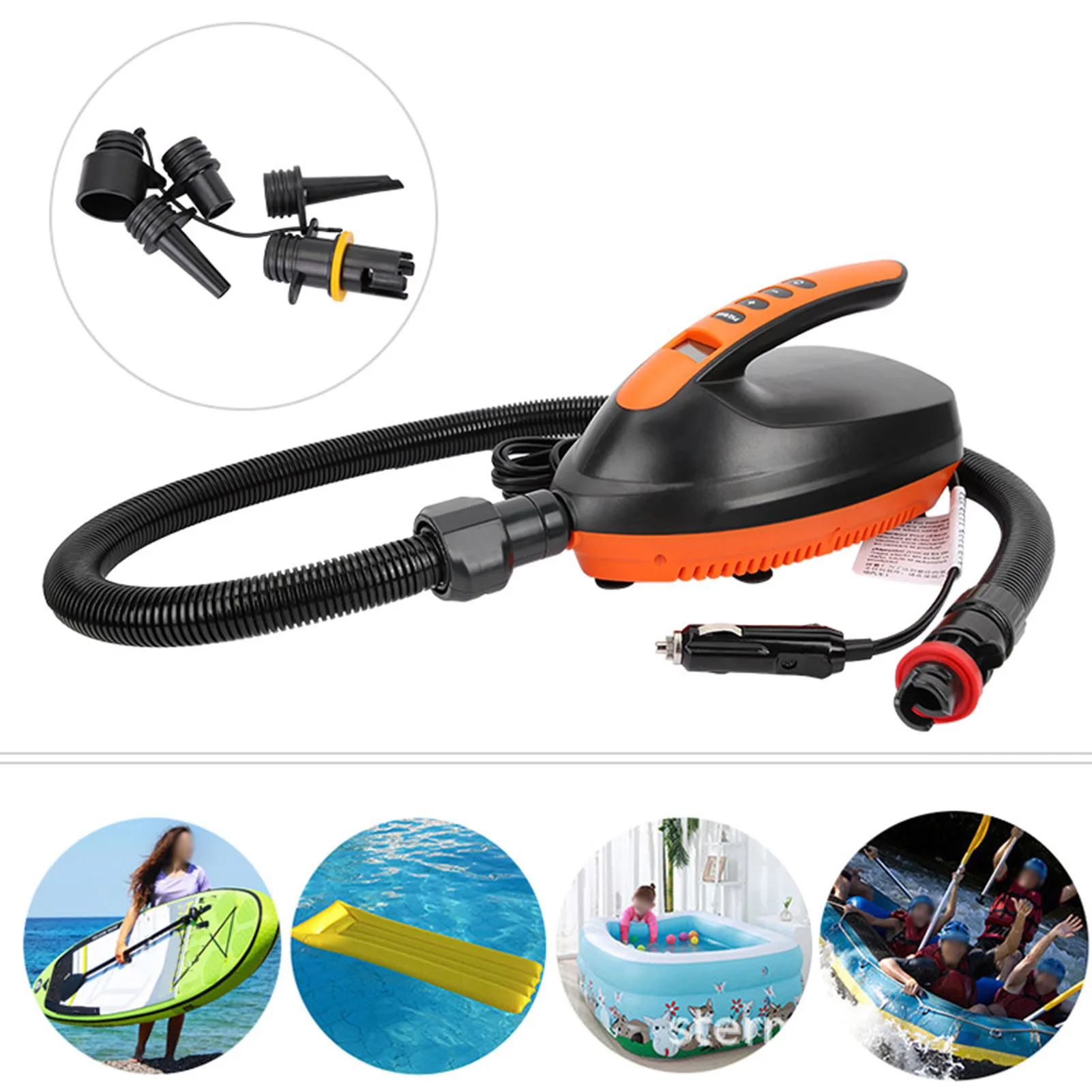 電動エアポンプ 電動空気入れ 高圧ポータブル 12V デジタルエアポンプ SUP＆パドルボード用 充電式ポンプ