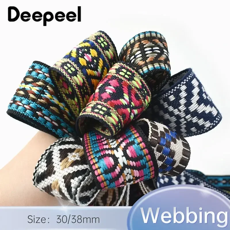 

3Yards 30/35mm Colored Jacquard Webbing Tapes Polyester Cotton Bag Strap Clothes Shoes Decor Ribbon Belt DIY Sewing Accessories