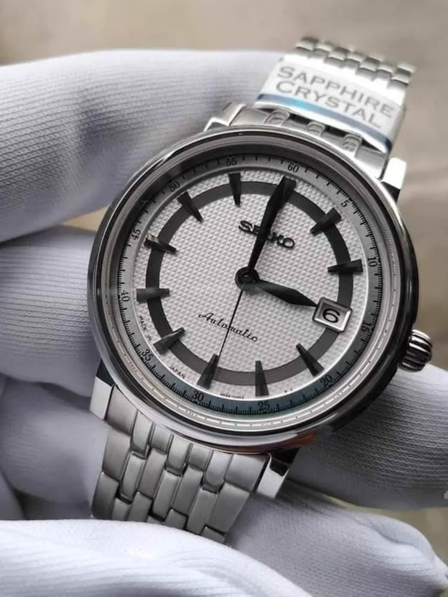 ساعة سيكو اليابانية الأصلية للرجال مقاومة للماء ساعة ميكانيكية أوتوماتيكية ساعة عمل فاخرة من الفولاذ المقاوم للصدأ SRP111J1