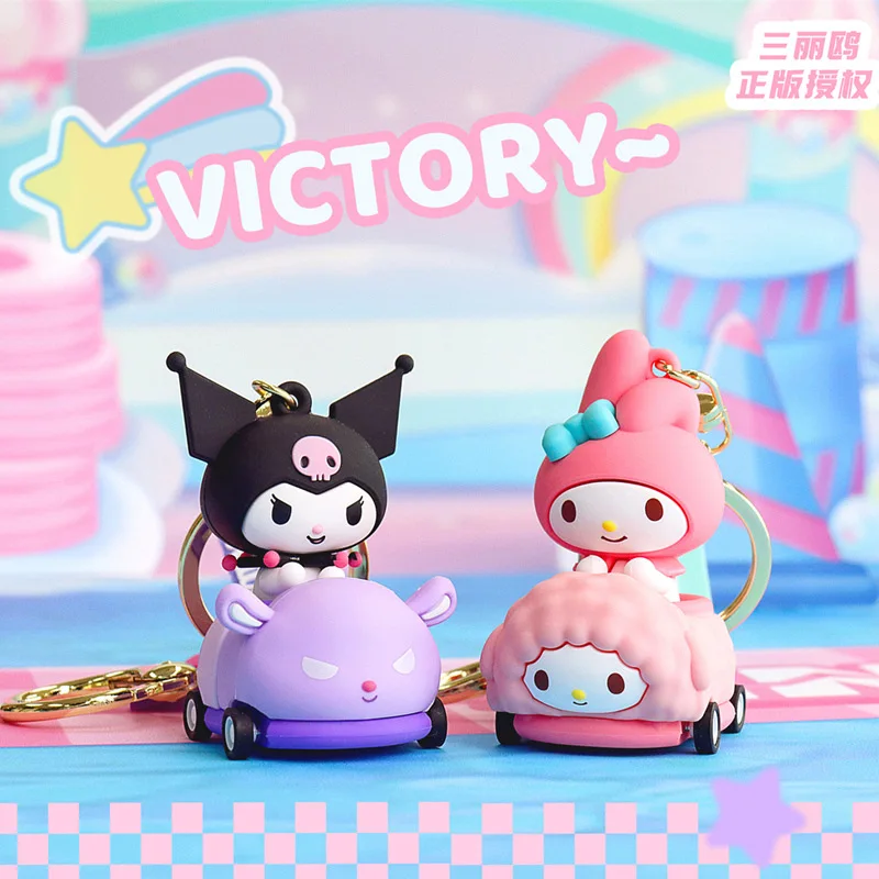 漫画サンリオドライブカーシリーズキーホルダー女の子珍味ハローキティメロディ大きな耳の犬アクションフィギュア人形通学ペンダント