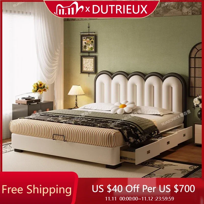 

Unique Trendy Bed Bedroom Floor Double King Size Children Luxury Sleeping Headboards Bed Design Camas De Casal Home Furniture