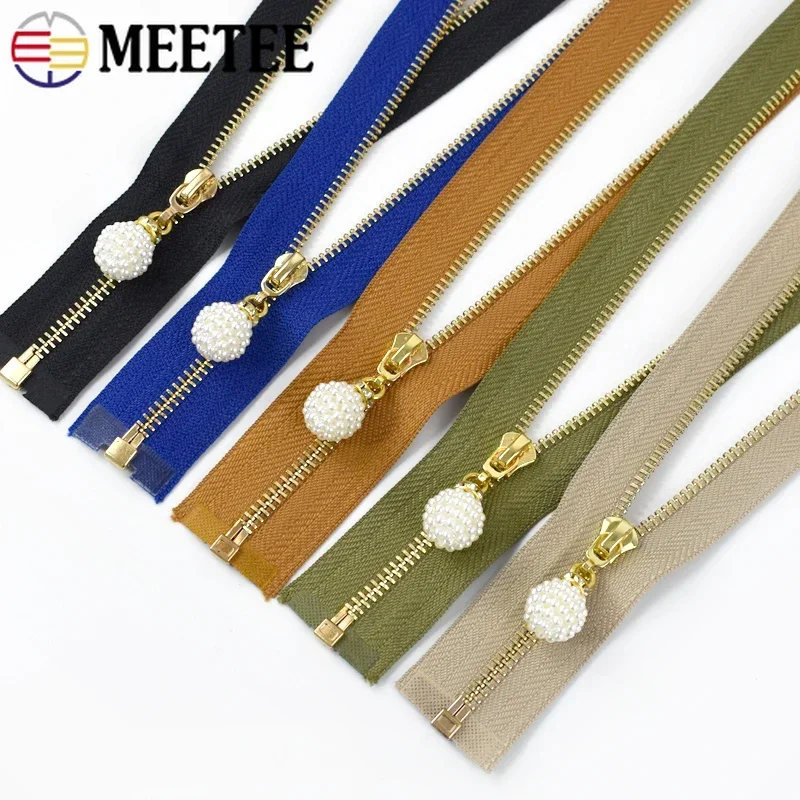 5Pcs 3# Metal Zipper Gold Teeth 40-70cm Open-end Zippers For Jaket Garment Decoration Zips Repair Kit DIY Sewing Accessories