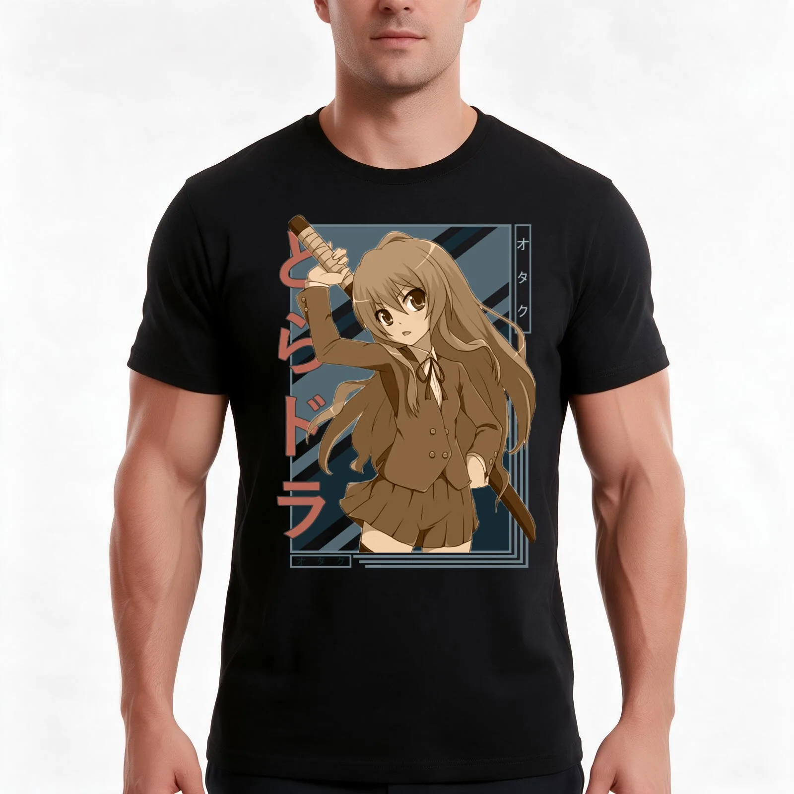 Taiga Aisaka Toradora Retro blue brown anime Design T-Shirt Summer Casual Cotton Tee Oversized Streetwear Tops 100% Cotton