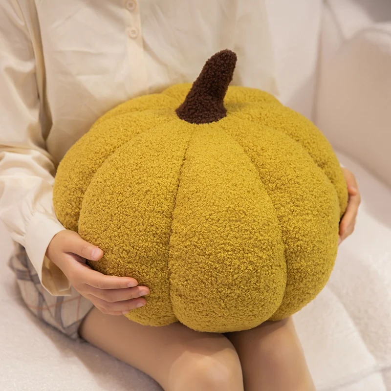 Fluffy Wave Point Pompoen Knuffel Kussen Gevuld Zacht Pompoen Sierkussen Kussen Halloween Thuis Bank Decoratie