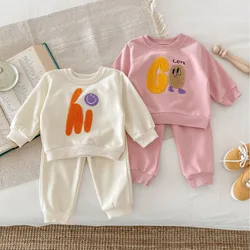 1-4T Newborn Kid Baby Boy Girl 2pcs Clothes Set Autumn Winter Infant Sweatshirt Set Pullover Top Pant Suit Childrens Outfit Set