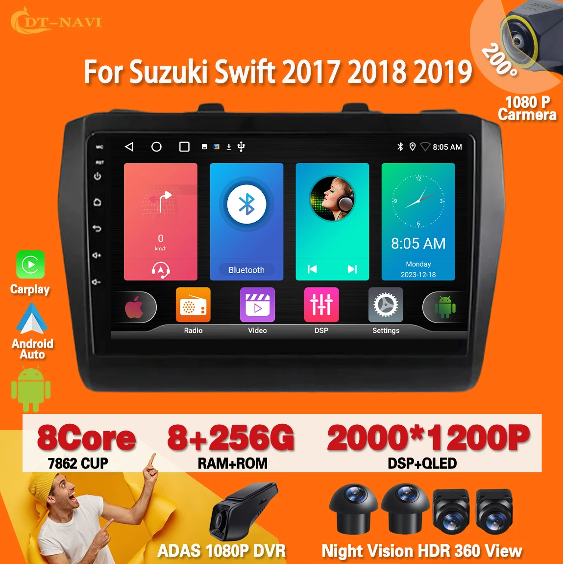 

Android 14 For Suzuki Swift 2017 2018 2019 Car Radio Carplay Auto Multimedia Video Player stereo Navigation GPS No 2din DVD 4G