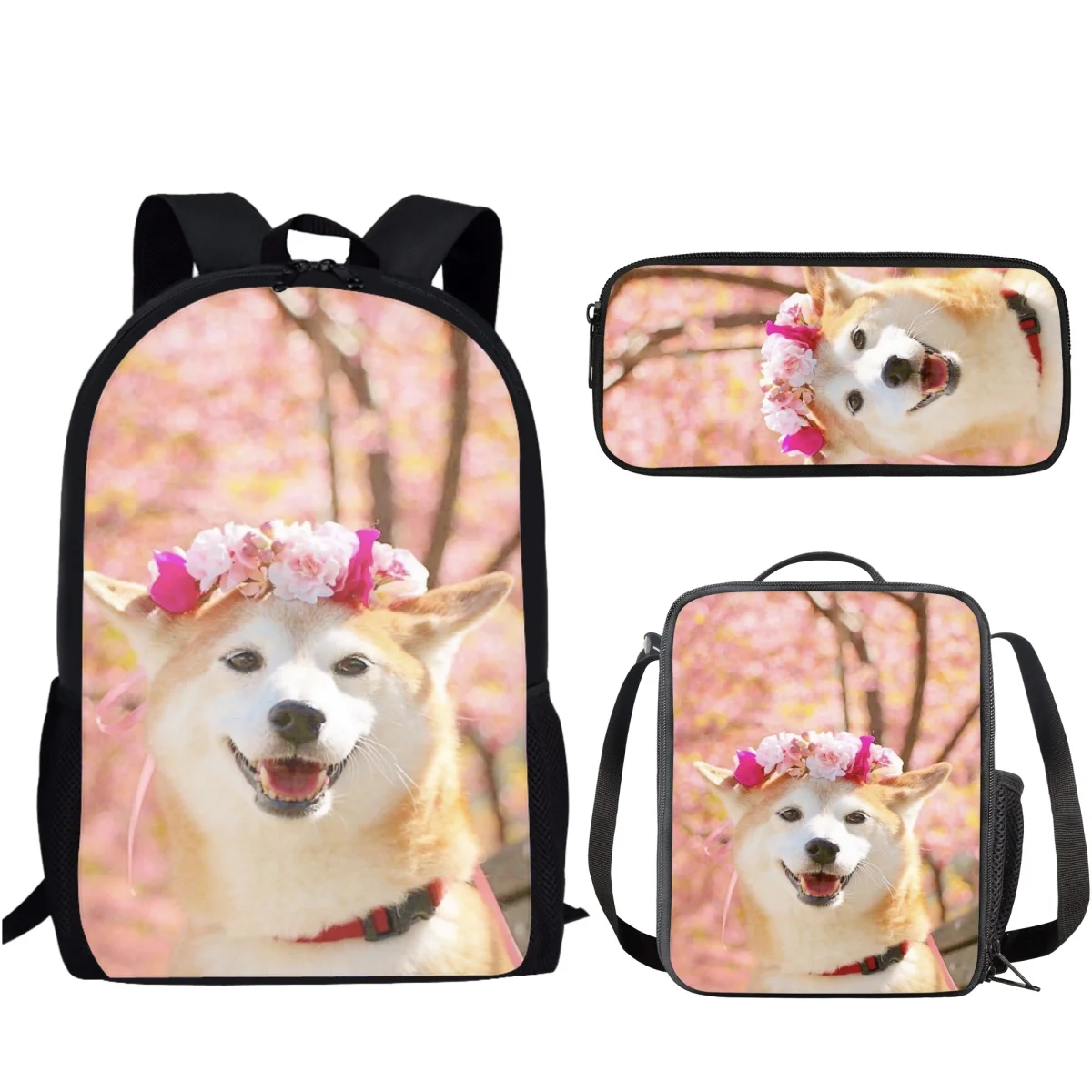 Schöne süße Hund Akita Muster 3 Set Schult asche leichten Rucksack für Teen Jungen Mädchen lässig Schult asche Lunch Bag Bleistift Fall