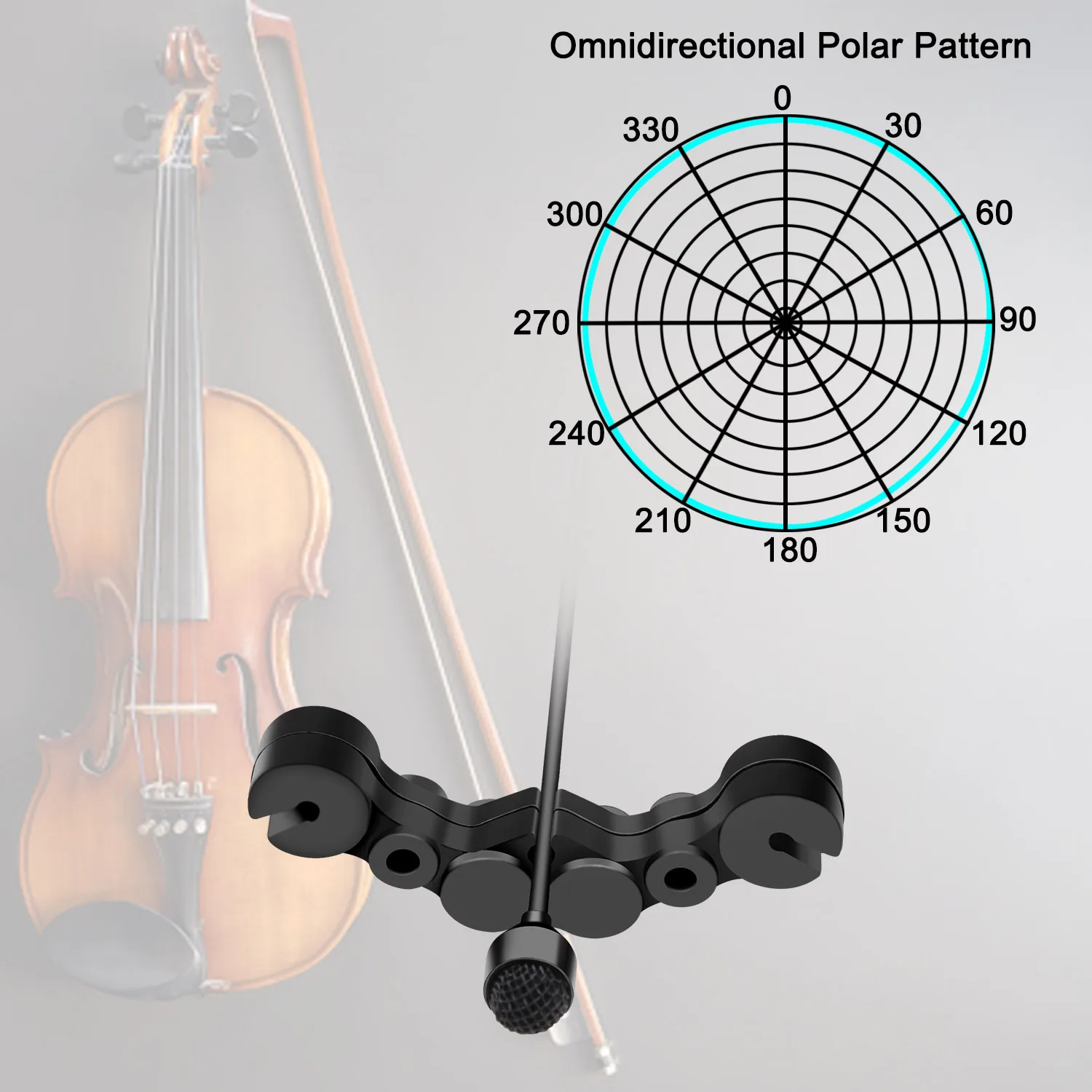 KIMAFUN Mini Wired Violin Microphone Musical Instrument Condenser Mics Omnidirectional Pickup for Shure AKG Wireless Bodypack