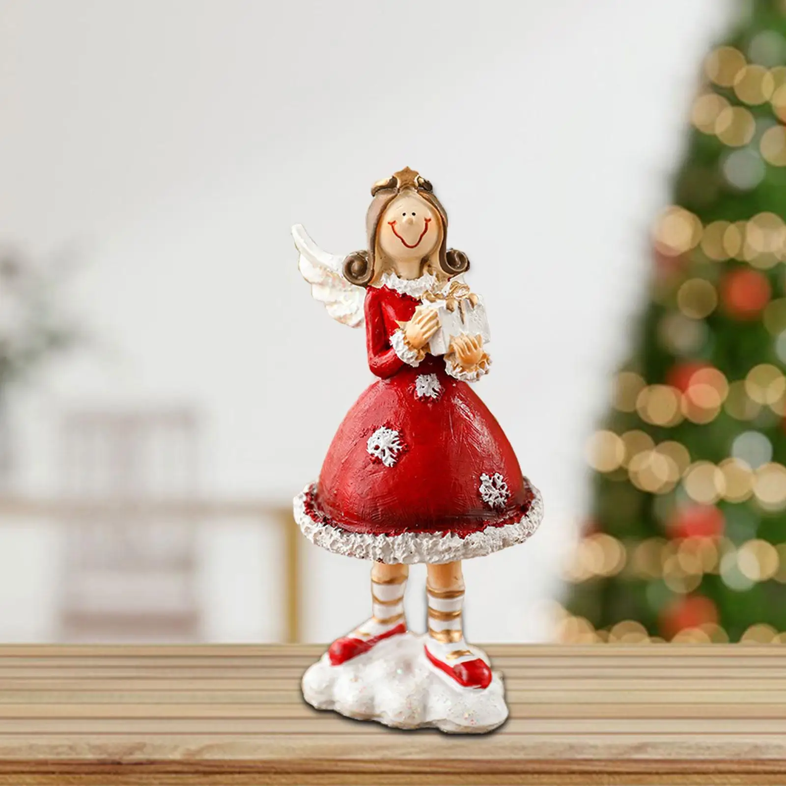 Christmas Resin Angel Girl Figurine Adorable Accents Decorative Decor Micro Landscape Mini Miniature Mantle Angel Girl Ornament