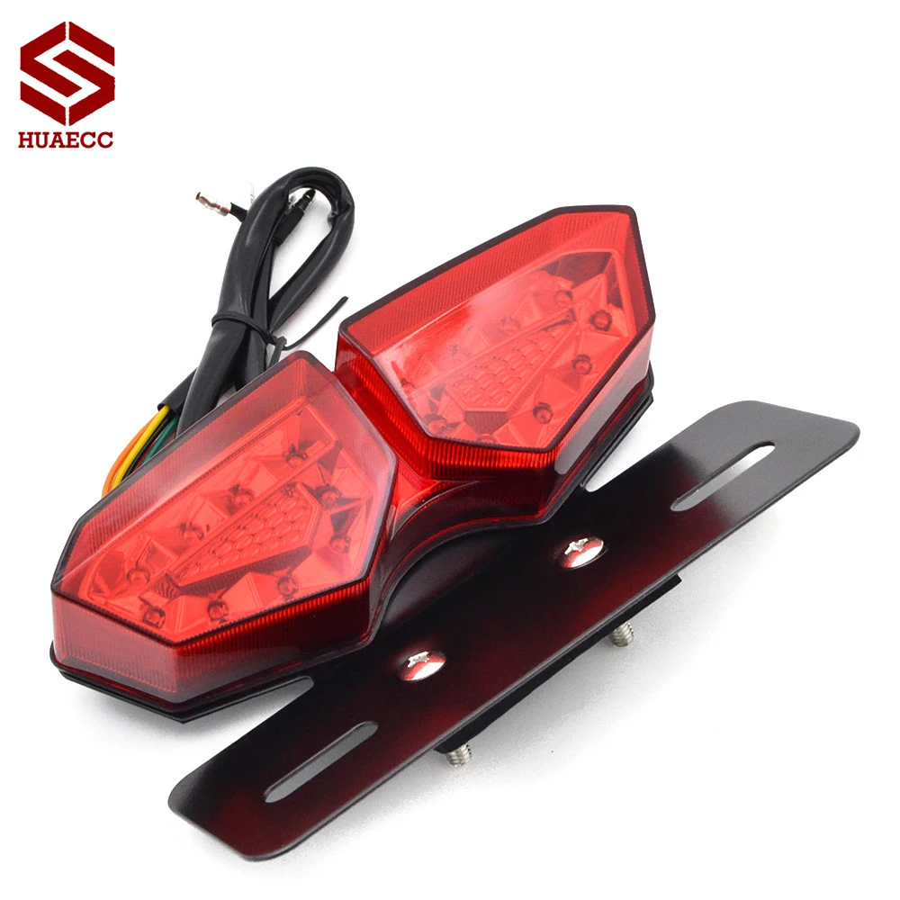 12V All-in-one Number License Plate LED Tail Light with Turn Signal Brake Light Indicators for Motorcycle Quads ATV