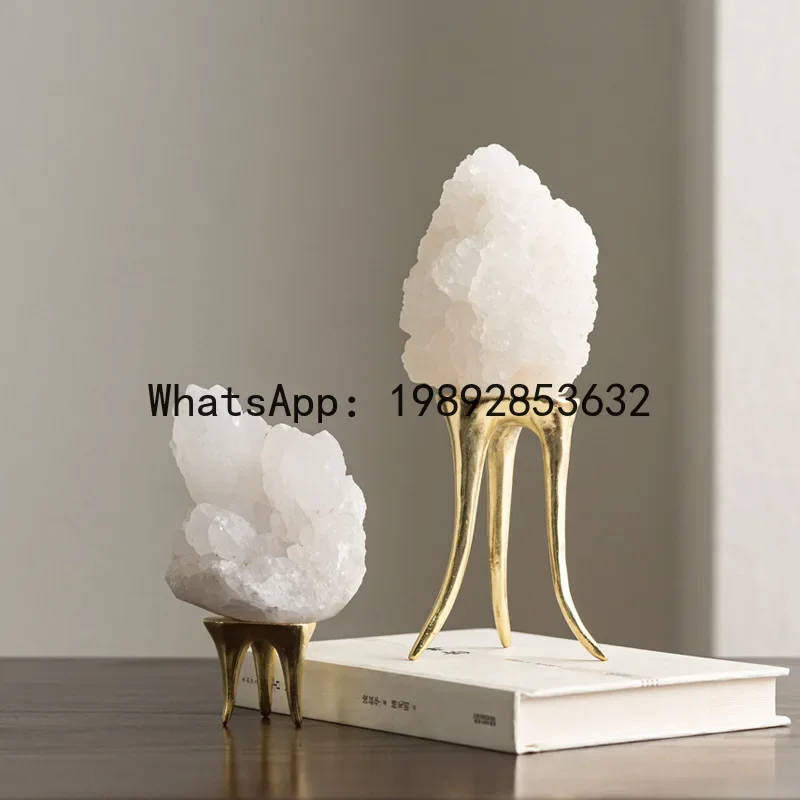 Metal Handicrafts Brass Abstract Sculpture Octopus Natural Crystal Marble Ornaments Metal Figurine Home Decoration Accessories