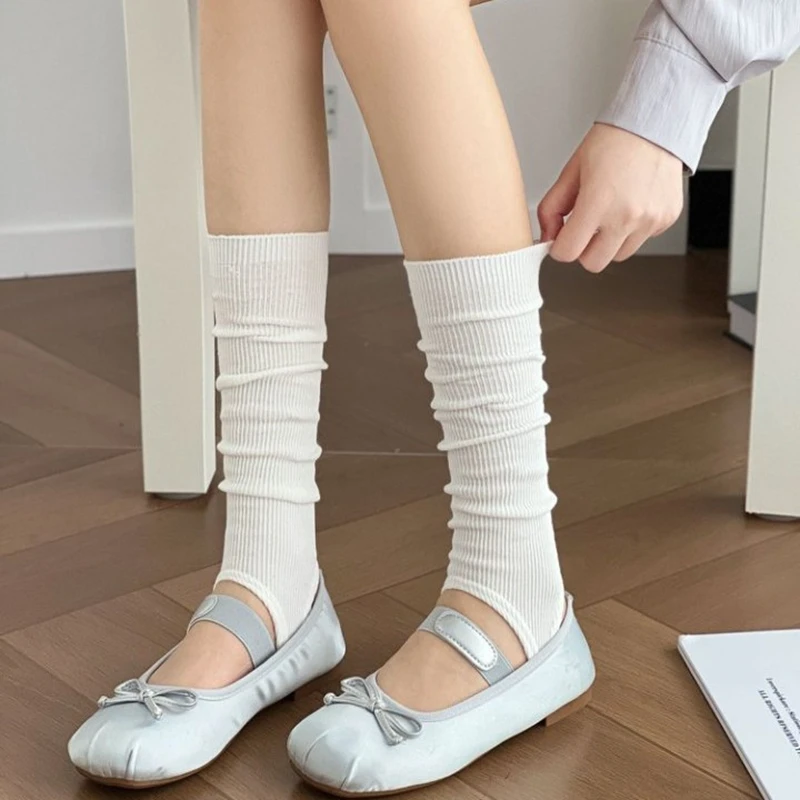 

Sweet Ballet Foot Socks Summer Stretchy Thin Calf Socks Girls Solid Color Slimming Leg Long Socks