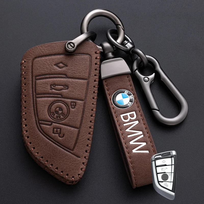 Leather Car Key Case Cover For BMW F20 G20 G30 X1 X3 X4 X5 G05 X6 X7 F48 G11 F15 F16 G01 G02 Car Key Shell Keychain Accessories